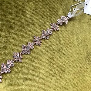 Ribbon Tie Headband with Crystal Floral Design